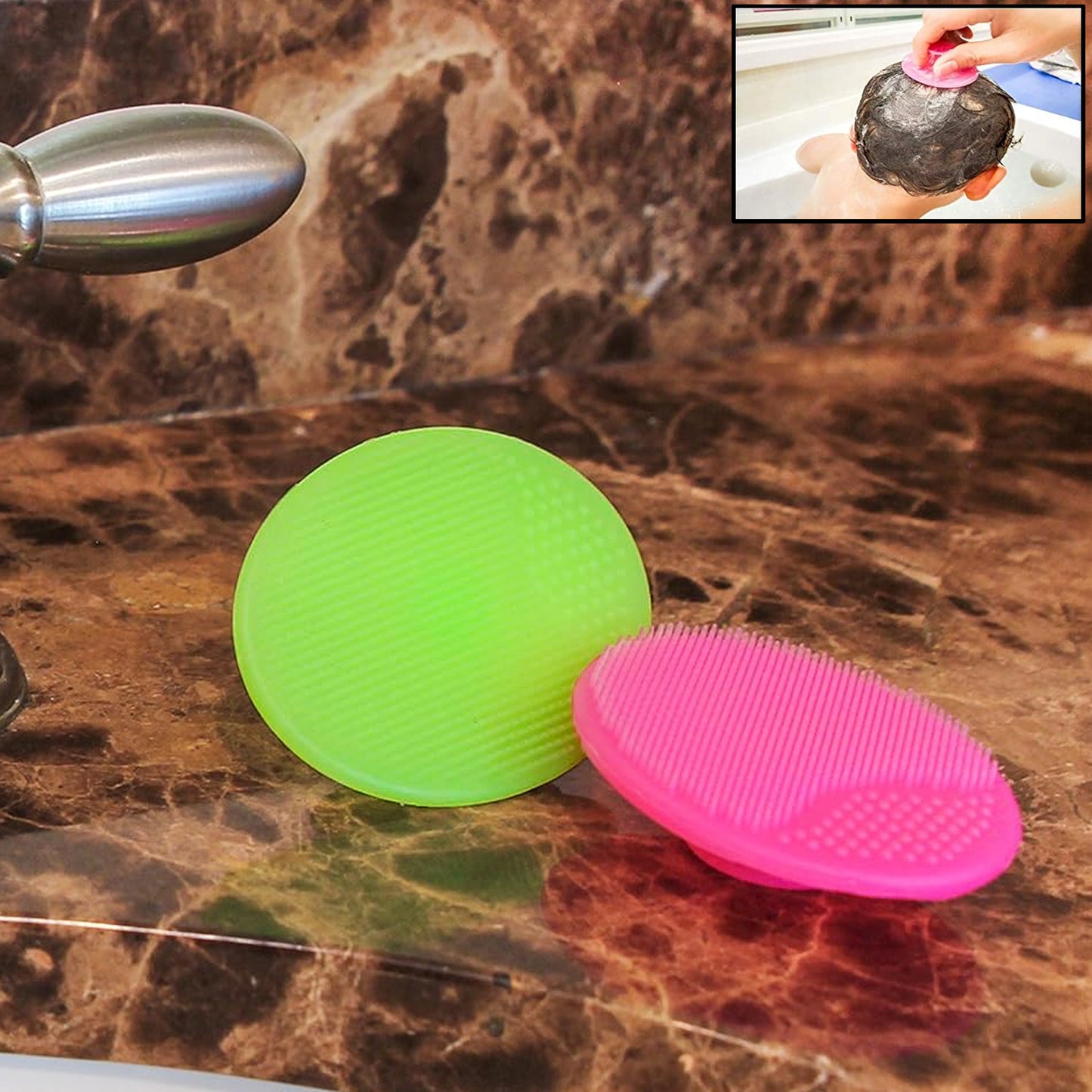 Wukusy soft silicone facial cleansing brushes, 2-piece set for gentle face exfoliation and skin cleansing in health and beauty.