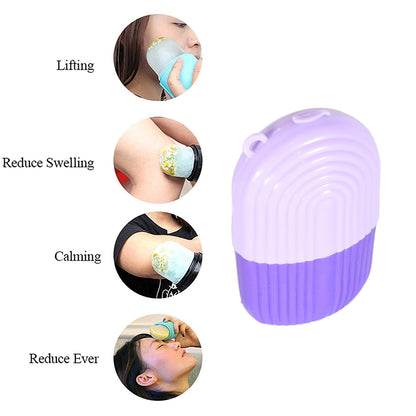 Wukusy purple face ice roller and eye massager for facial cooling and skin soothing in a health and beauty setting.