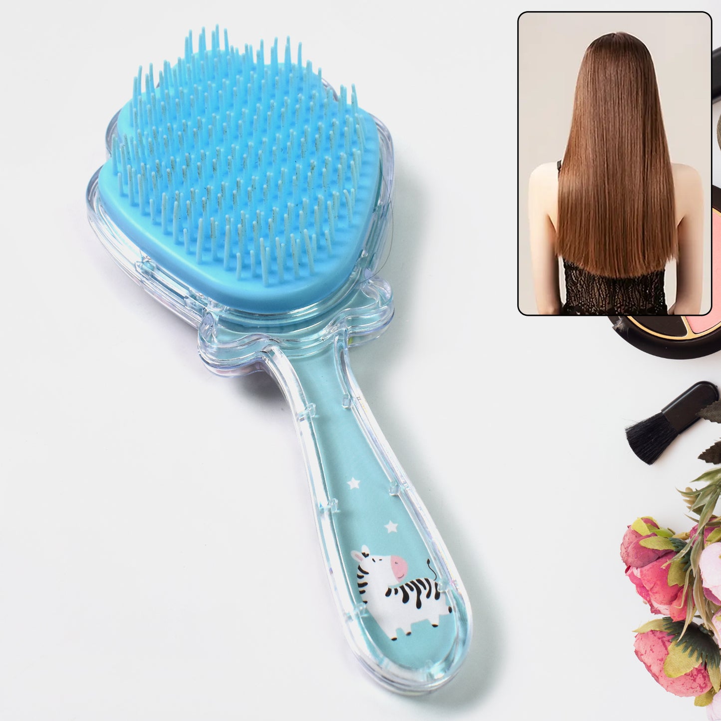 Wukusy cartoon hair brush and massage shower comb, wet salon style, designed for gentle hair care and scalp massage.