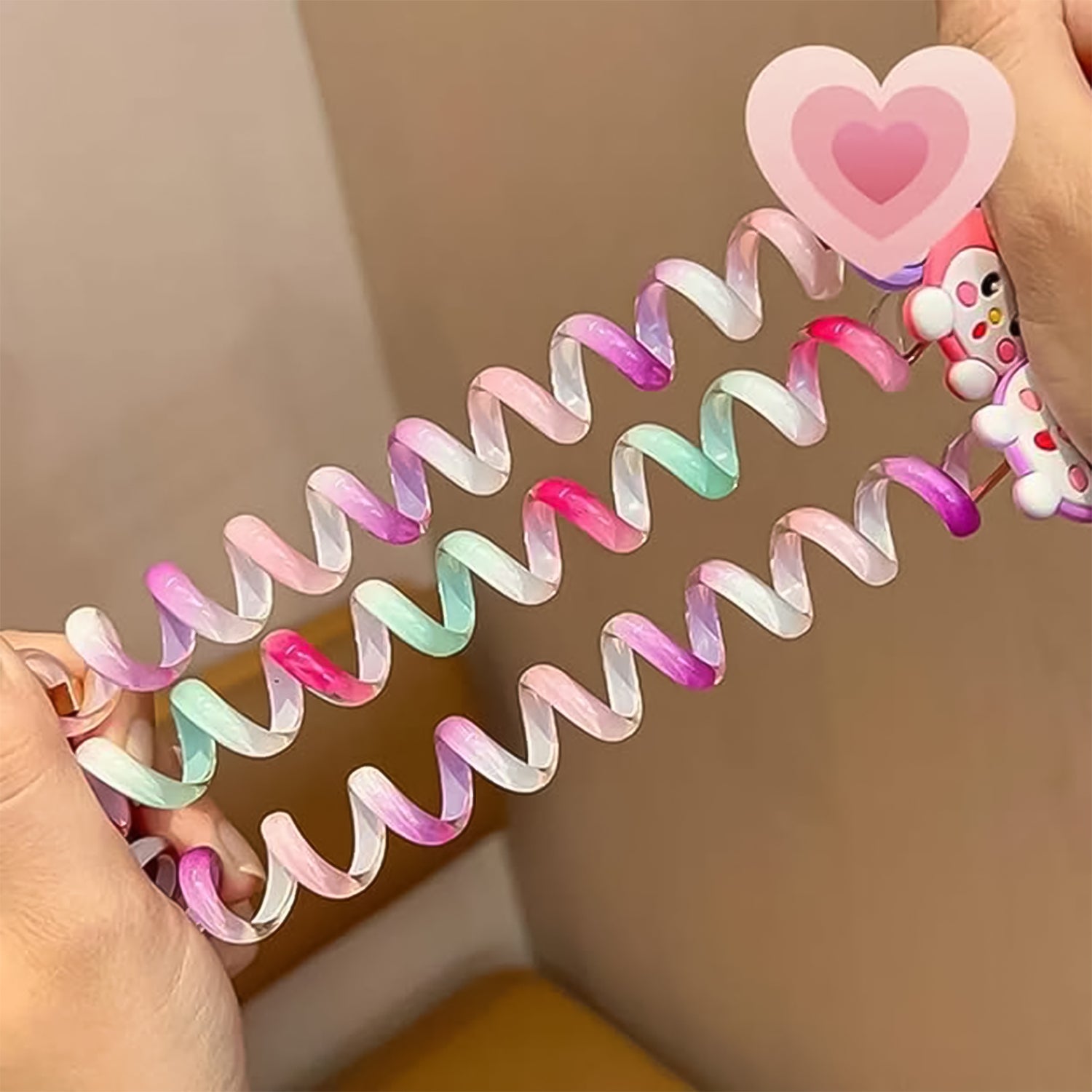 Colorful telephone wire hairbands by Wukusy, versatile hair accessories with vibrant mixed designs for health and beauty styling.