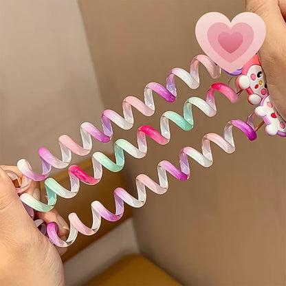 Colorful telephone wire hairbands by Wukusy, versatile hair accessories with vibrant mixed designs for health and beauty styling.