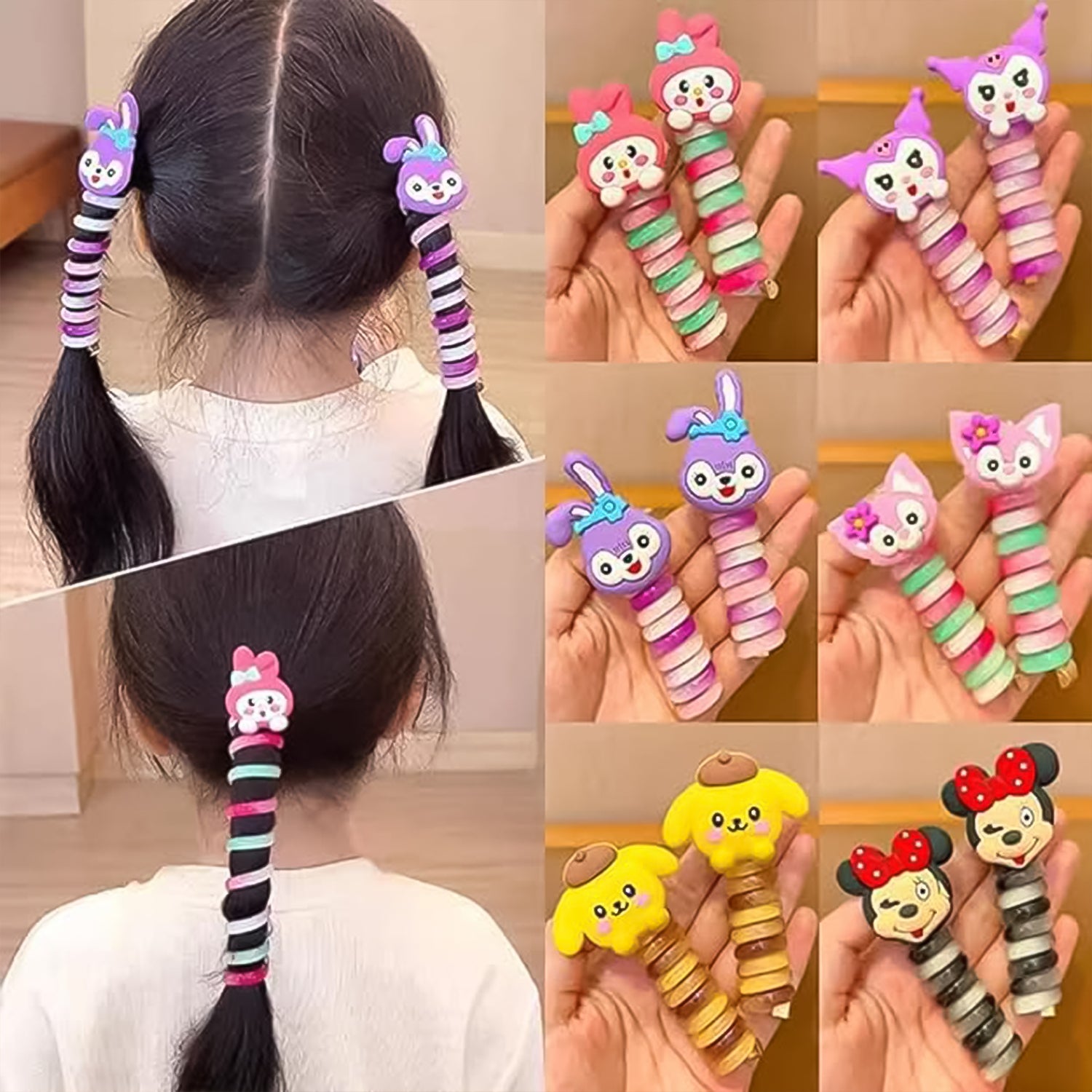 Colorful telephone wire hairband by Wukusy, decorative health and beauty accessory with a mix of vibrant designs for hair styling.