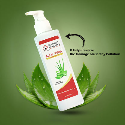 Wukusy Doctor Chhoices Aloe Vera Face Wash in a 200ml bottle, suitable for gentle skin cleansing in health and beauty routine.