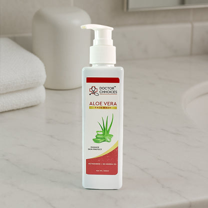 Wukusy Doctor Chhoices Aloe Vera Face Wash 200ml bottle, gentle skincare for healthy, refreshed skin with aloe vera extract
