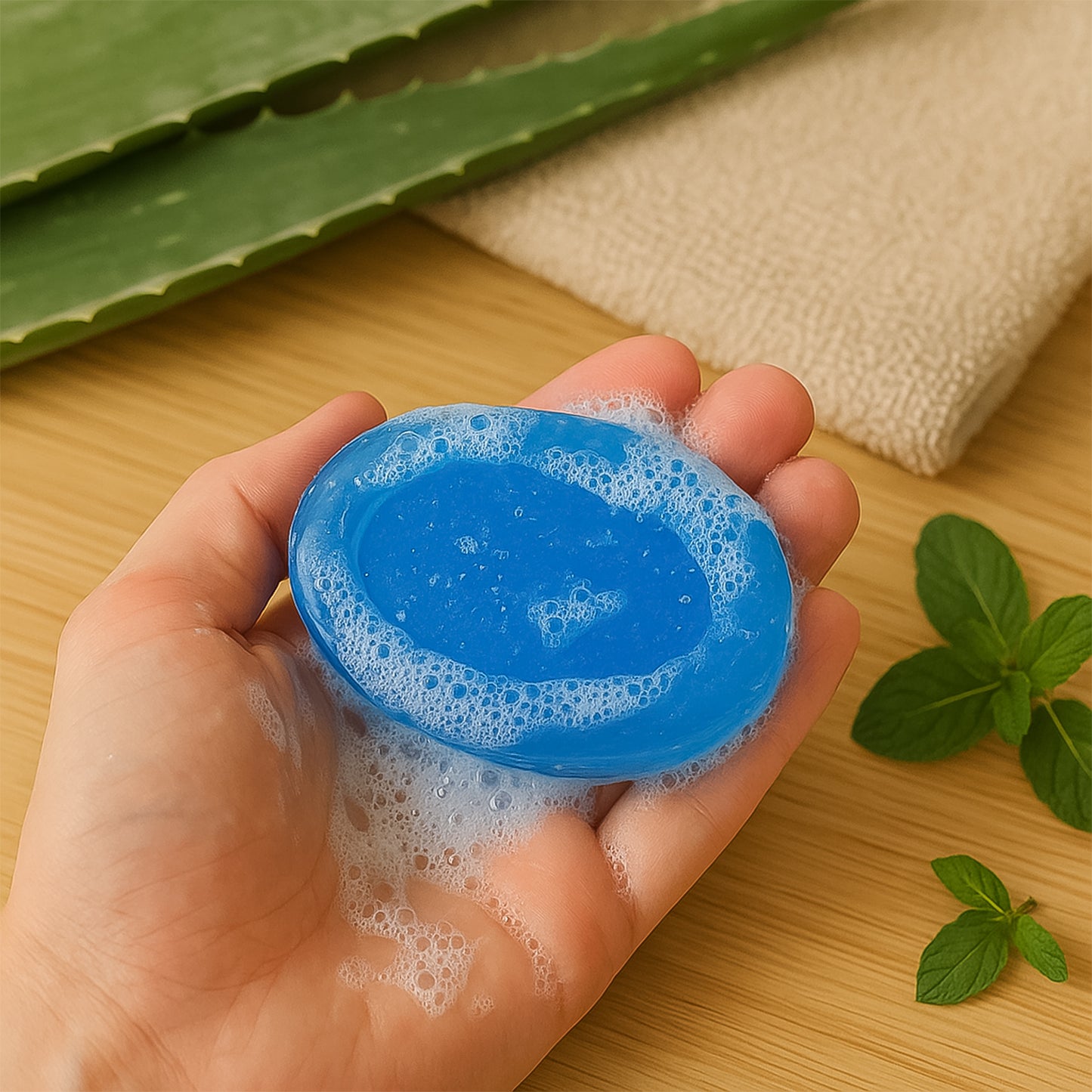 Wukusy Doctor Chhoices Aqua Soap in a single bar, designed for health and beauty skincare, with fresh, aqua-inspired packaging.
