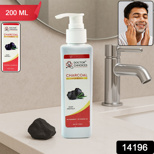 Wukusy Doctor Chhoices Charcoal Face Wash 200ml bottle, natural skincare product for deep cleansing and detoxifying skin.