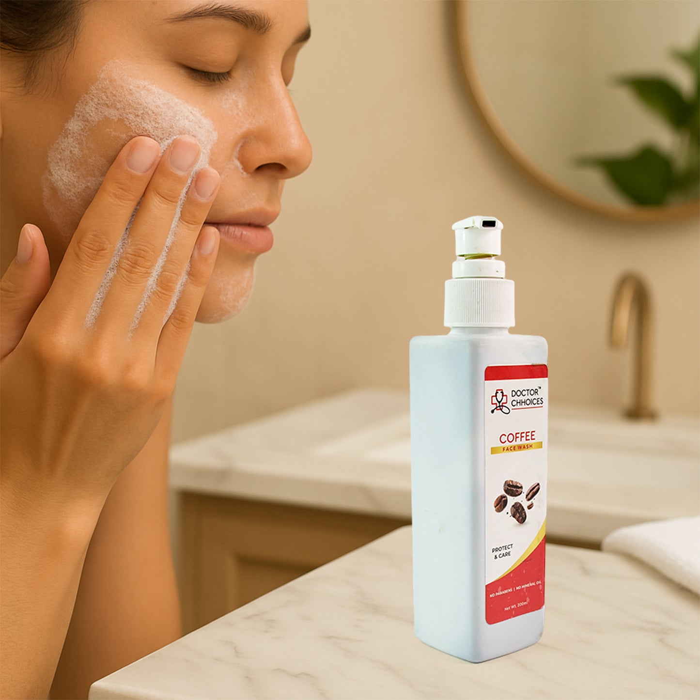 Wukusy Doctor Chhoices Coffee Face Wash 200ml bottle, natural skincare product for cleansing and refreshing the skin.
