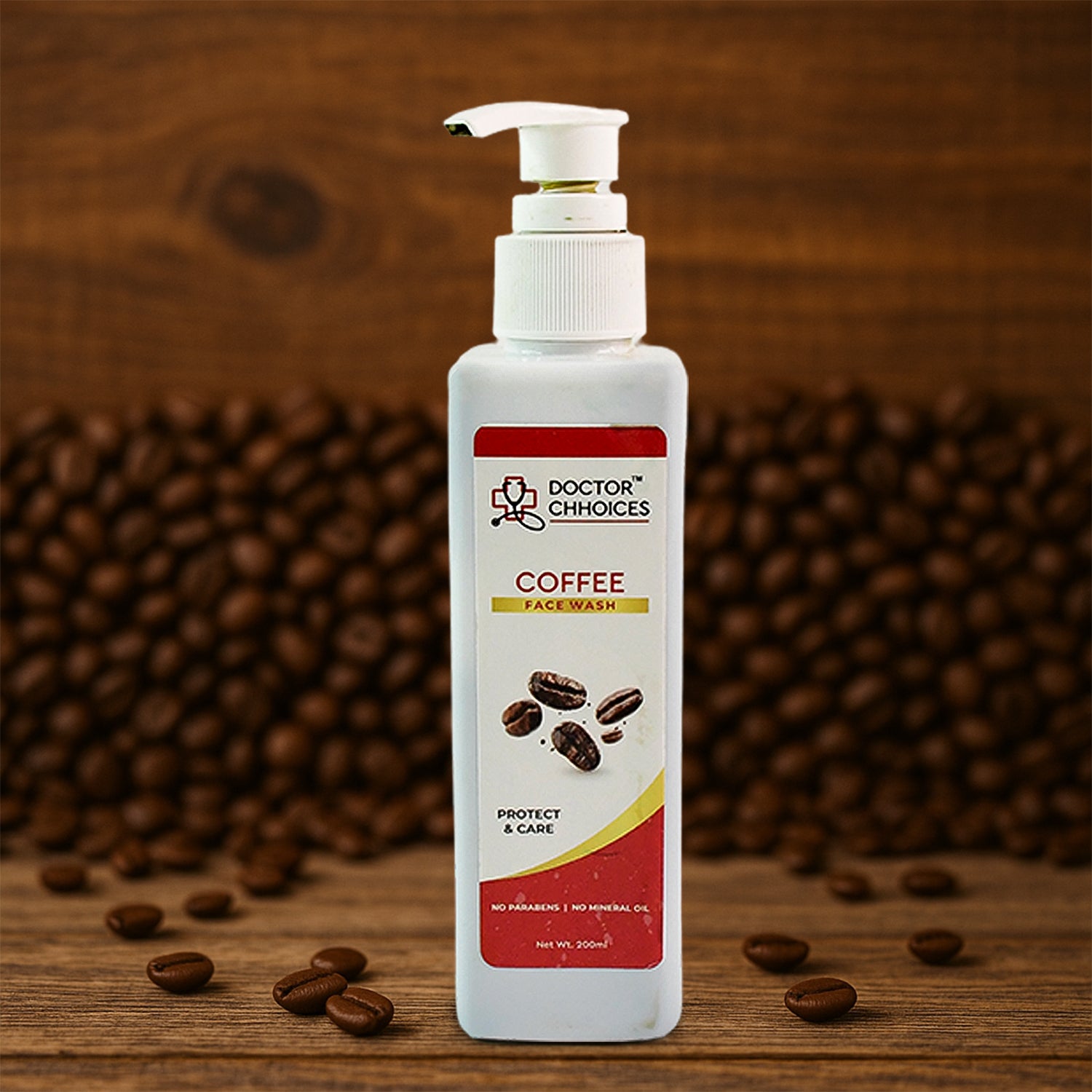 Doctor Chhoices Coffee Face Wash by Wukusy, 200ml bottle, showing the product with a clean, refreshing design for healthy skin.