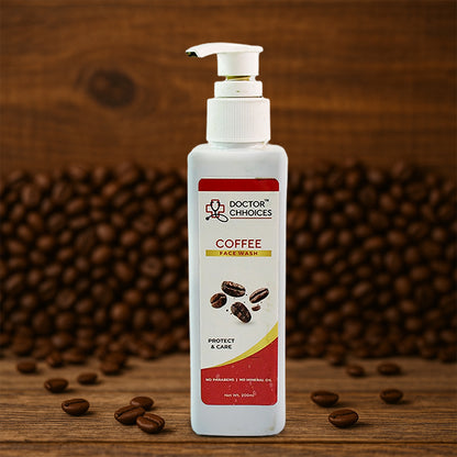 Doctor Chhoices Coffee Face Wash by Wukusy, 200ml bottle, showing the product with a clean, refreshing design for healthy skin.