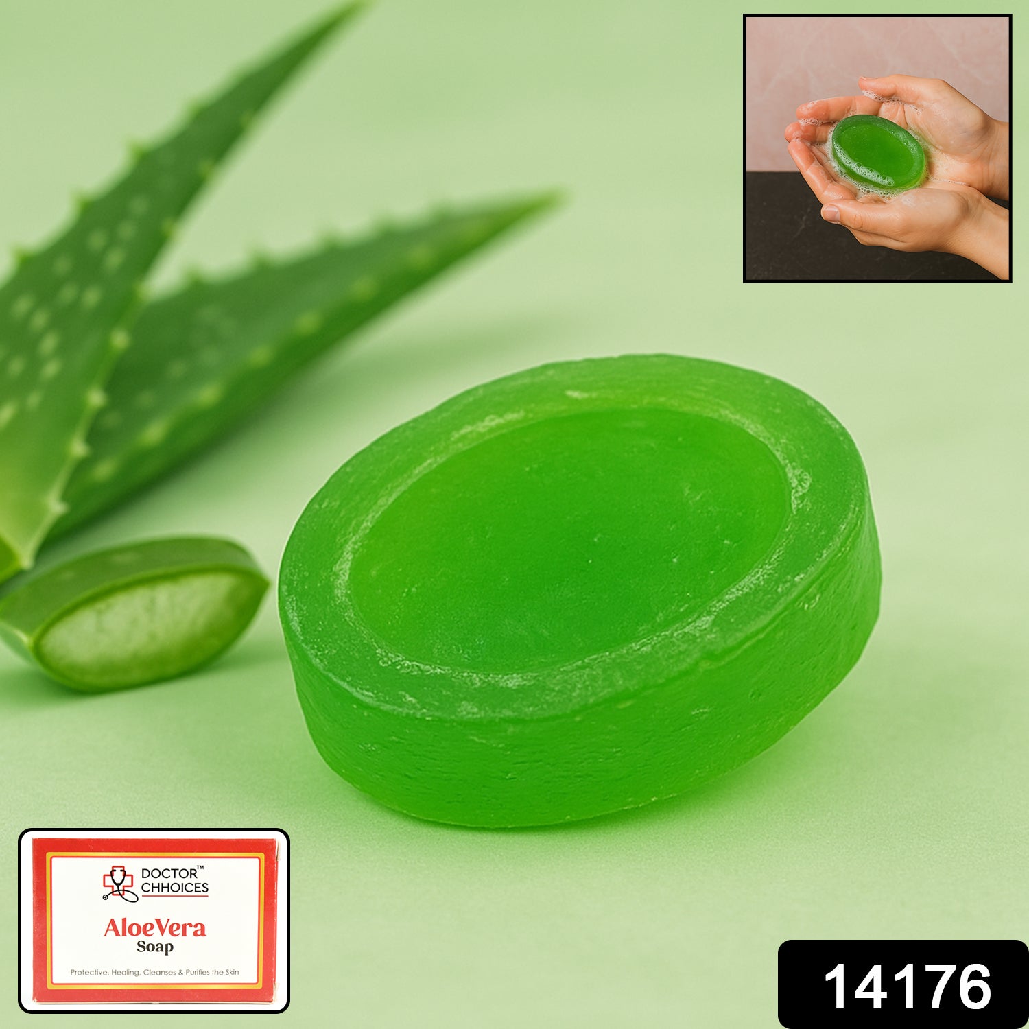 Wukusy Doctor Chhoices Aloe Vera Herbal Bath Soap, health and beauty product, with natural aloe vera for skin soothing.