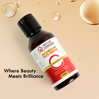 Wukusy Doctor Chhoices Vitamin C Face Serum bottle, 100ml, showing the product label and clear liquid inside.