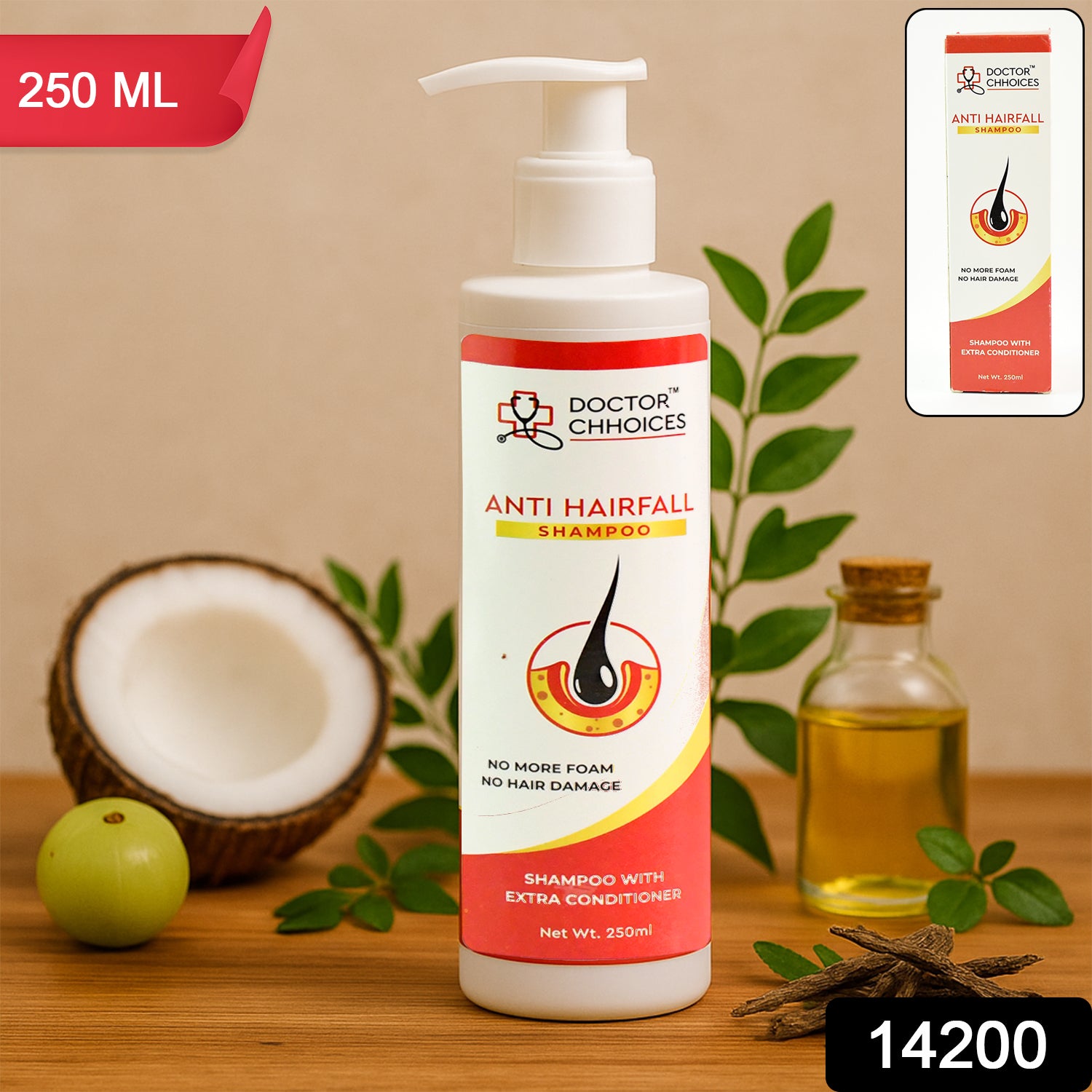 Wukusy Doctor Choices Advanced Anti Hairfall Shampoo with Conditioner bottle, 250ml, in a health and beauty product image.
