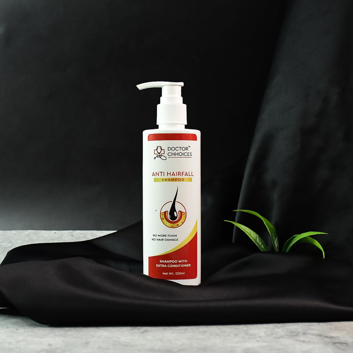 Wukusy Doctor Choices Advanced Anti-Hairfall Shampoo with Extra Conditioner, 250ml bottle, showing the product and packaging.
