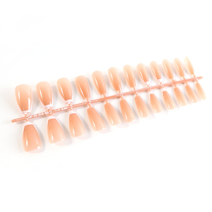 Wukusy elegant nude glossy artificial nail tips set with 24 fake nails, perfect for stylish health and beauty nail enhancements.