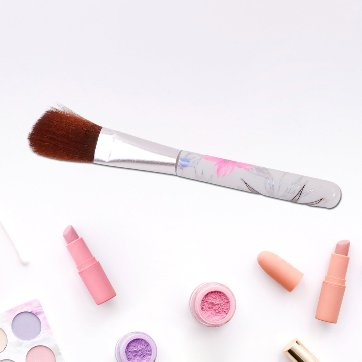 Wukusy floral makeup brush set with five eye, lip, and face brushes for precise application in health and beauty.