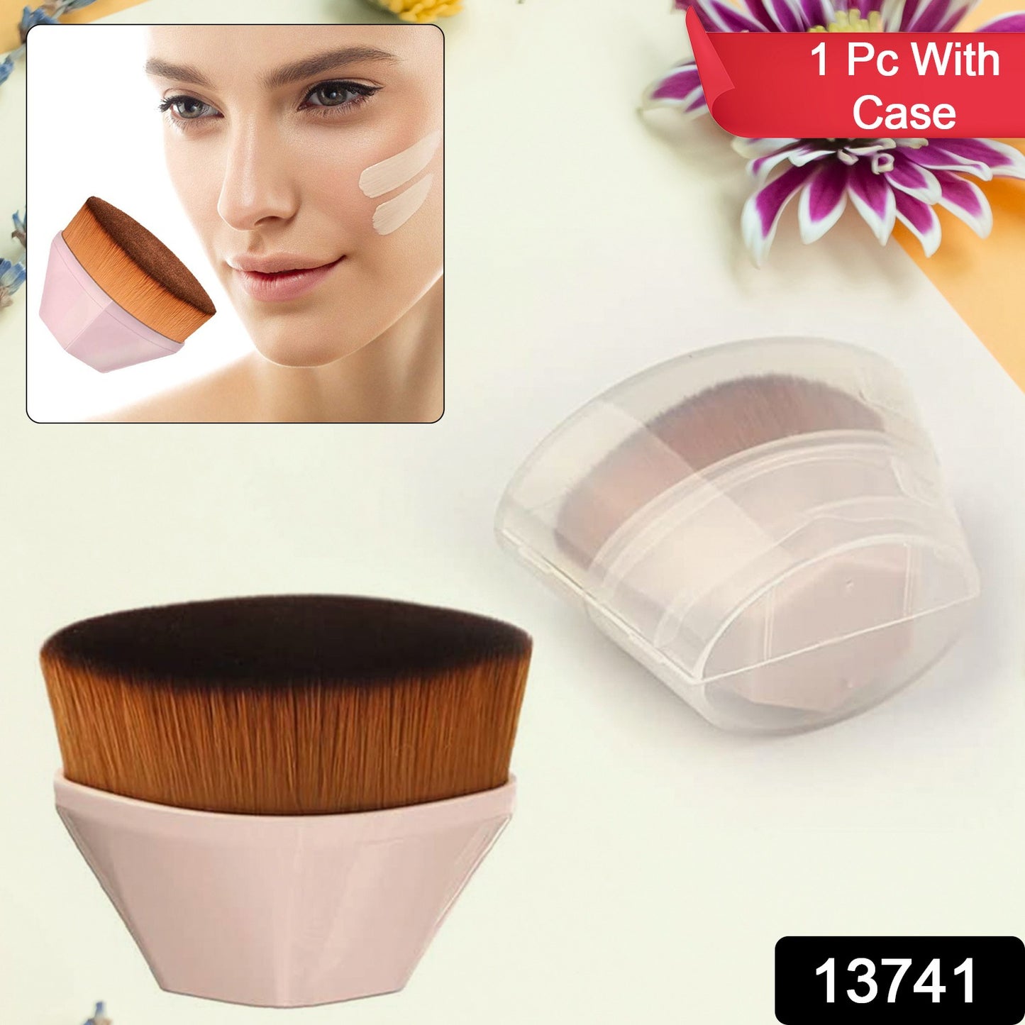 Wukusy foundation makeup brush with portable case, sleek and compact for easy application and travel convenience.