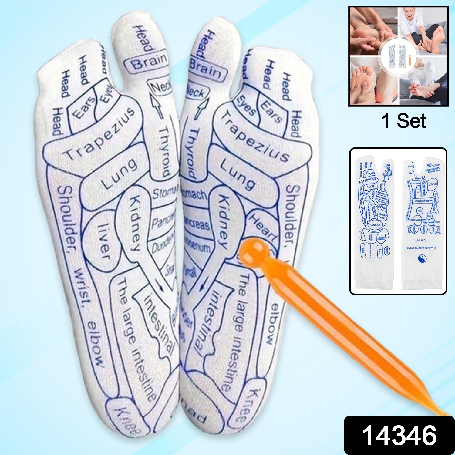 Wukusy Reflexology Acupressure Therapy Socks Set, health and beauty, showing black therapeutic socks with acupressure points.