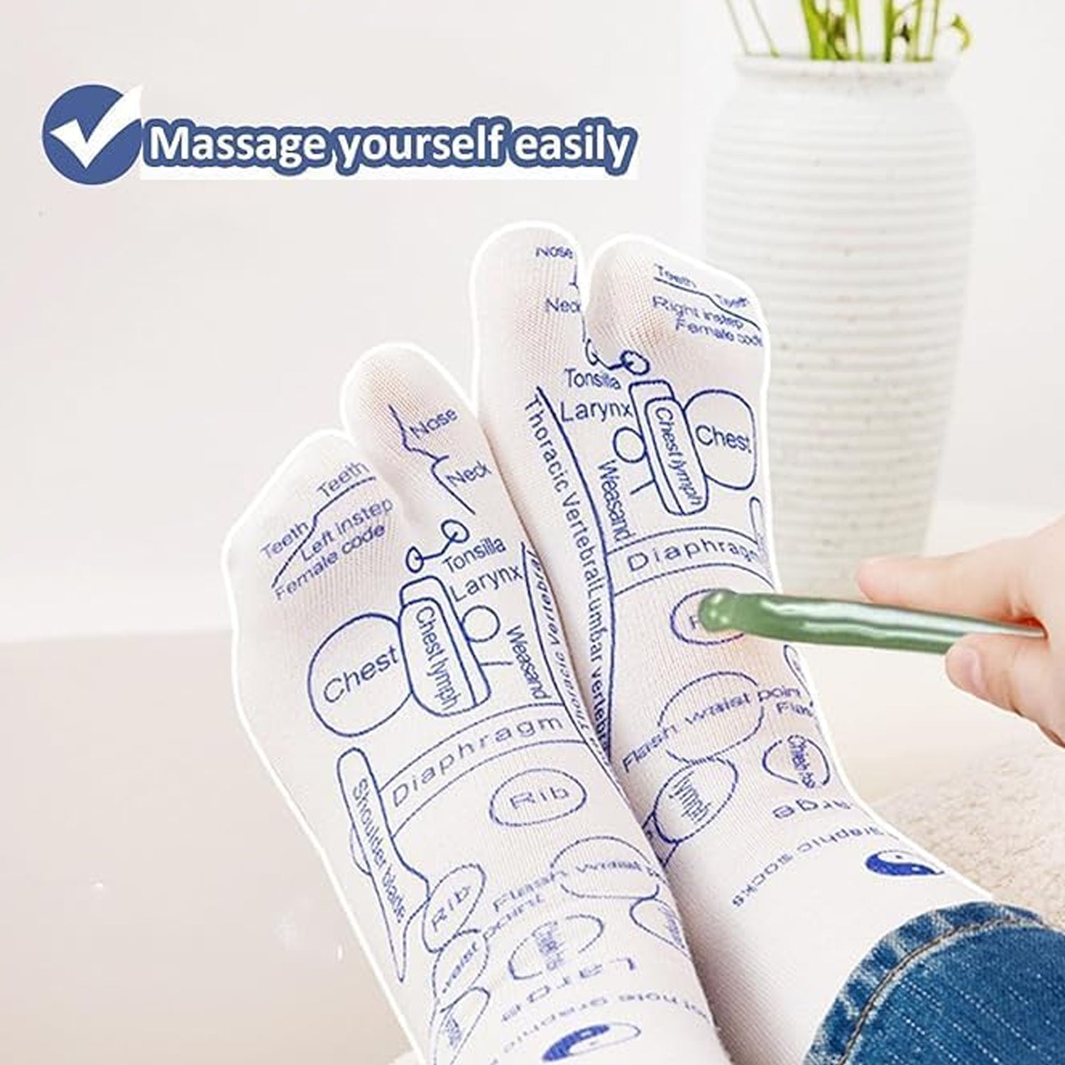 Wukusy full reflexology acupressure therapy socks set for foot massage and relaxation, health and beauty product.