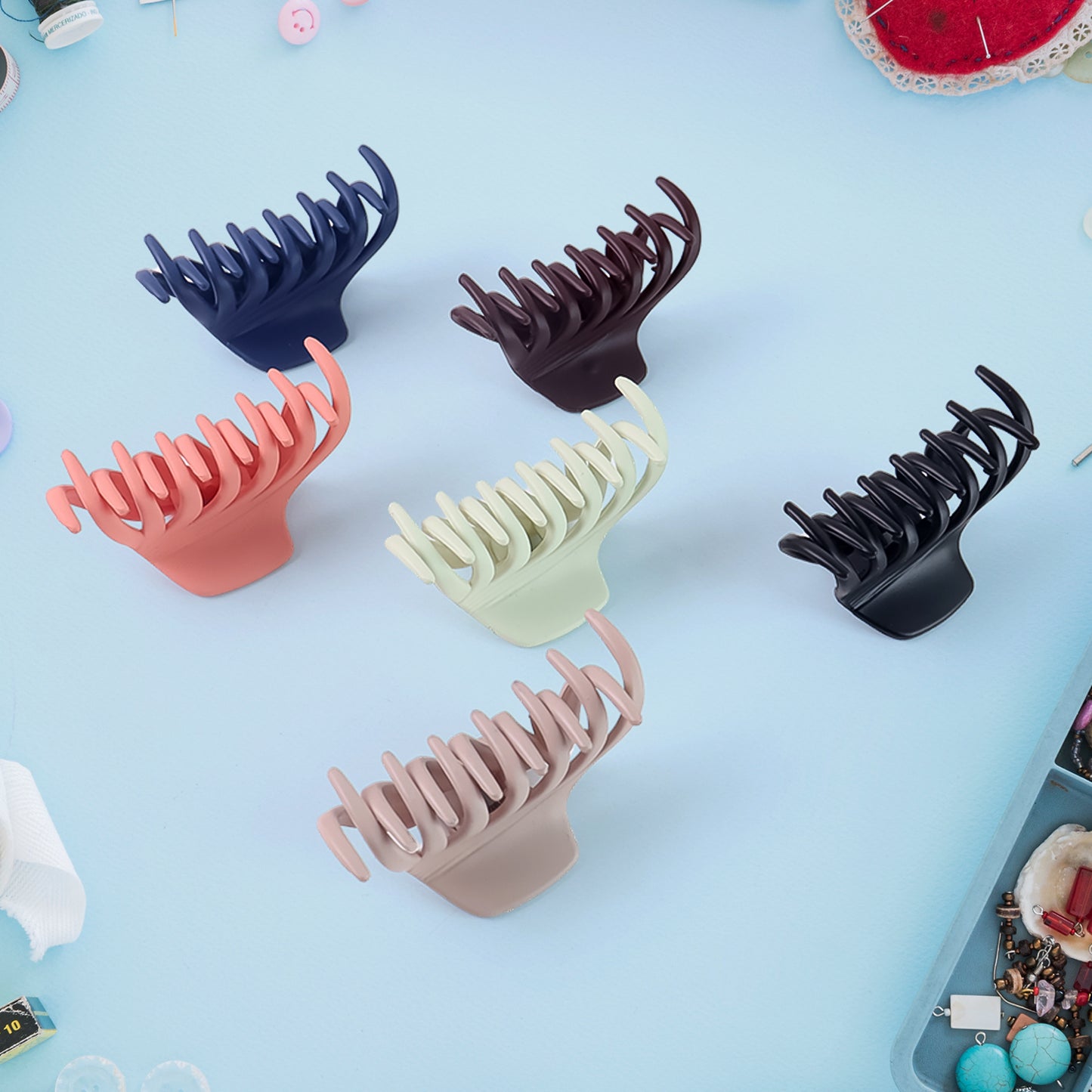 Wukusy multicolor hair claw clips set for women and girls, 12-piece mix design for hair styling and accessories.