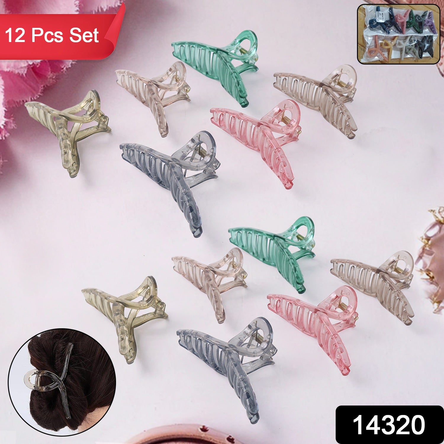 Set of 12 multicolor Wukusy hair clutcher clips with various designs, perfect for securing hair in stylish, colorful styles.