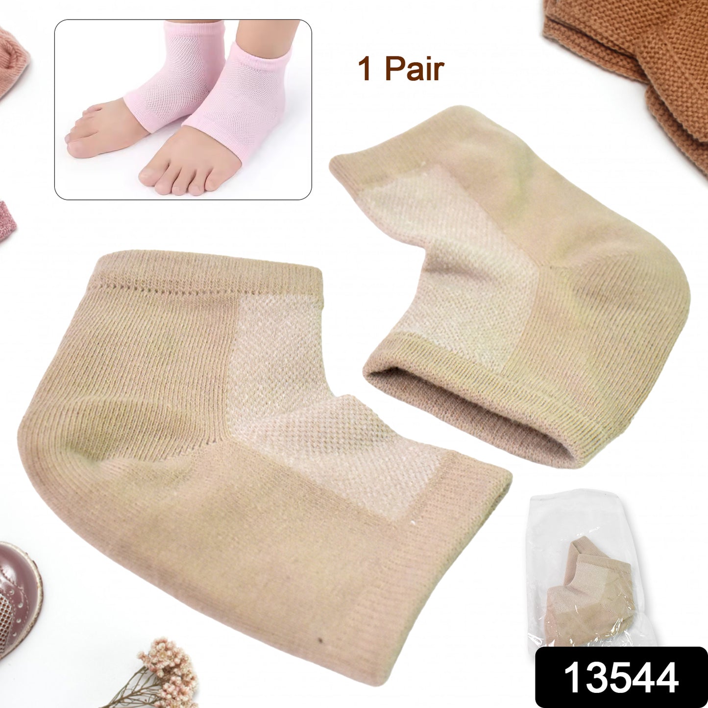 Wukusy heel socks for overnight wear, pair of colorful sleep-enhancing heel socks designed for comfort and foot care.