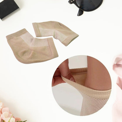 Wukusy heel socks for overnight wear, showing a pair in mixed colors designed to keep heels soft while you sleep.