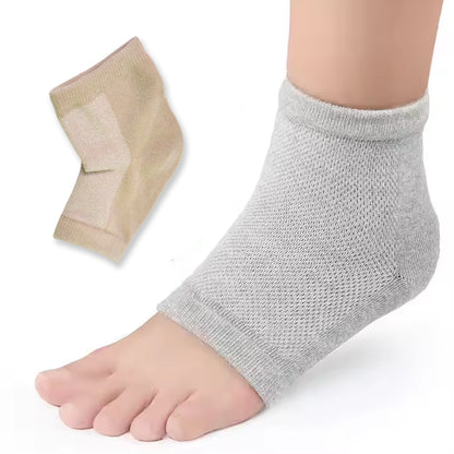 Wukusy heel socks for overnight wear, showing a pair in mixed colors designed to relax and support feet while sleeping.