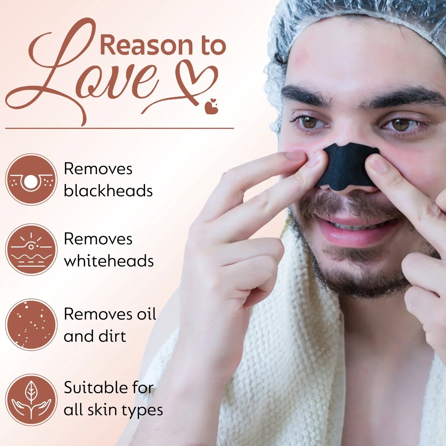 Wukusy Inlief Bamboo Charcoal Deep Cleansing Nose Strips, 8-pack, for pore cleansing and blackhead removal.