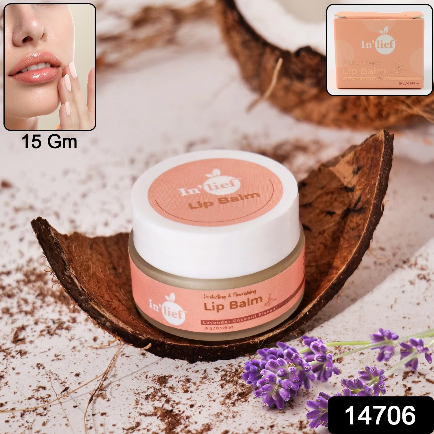 Wukusy Inlief Moisturizing Nourishing Lip Balm in a 15g container, smooth and hydrating lip care product with a sleek packaging.