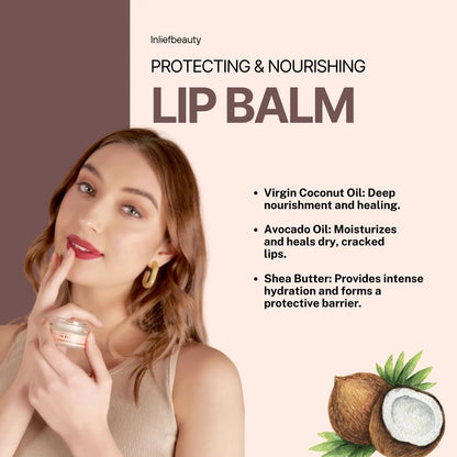 Wukusy Inlief Moisturizing Nourishing Lip Balm in a 15g container, showing the smooth balm and sleek packaging.