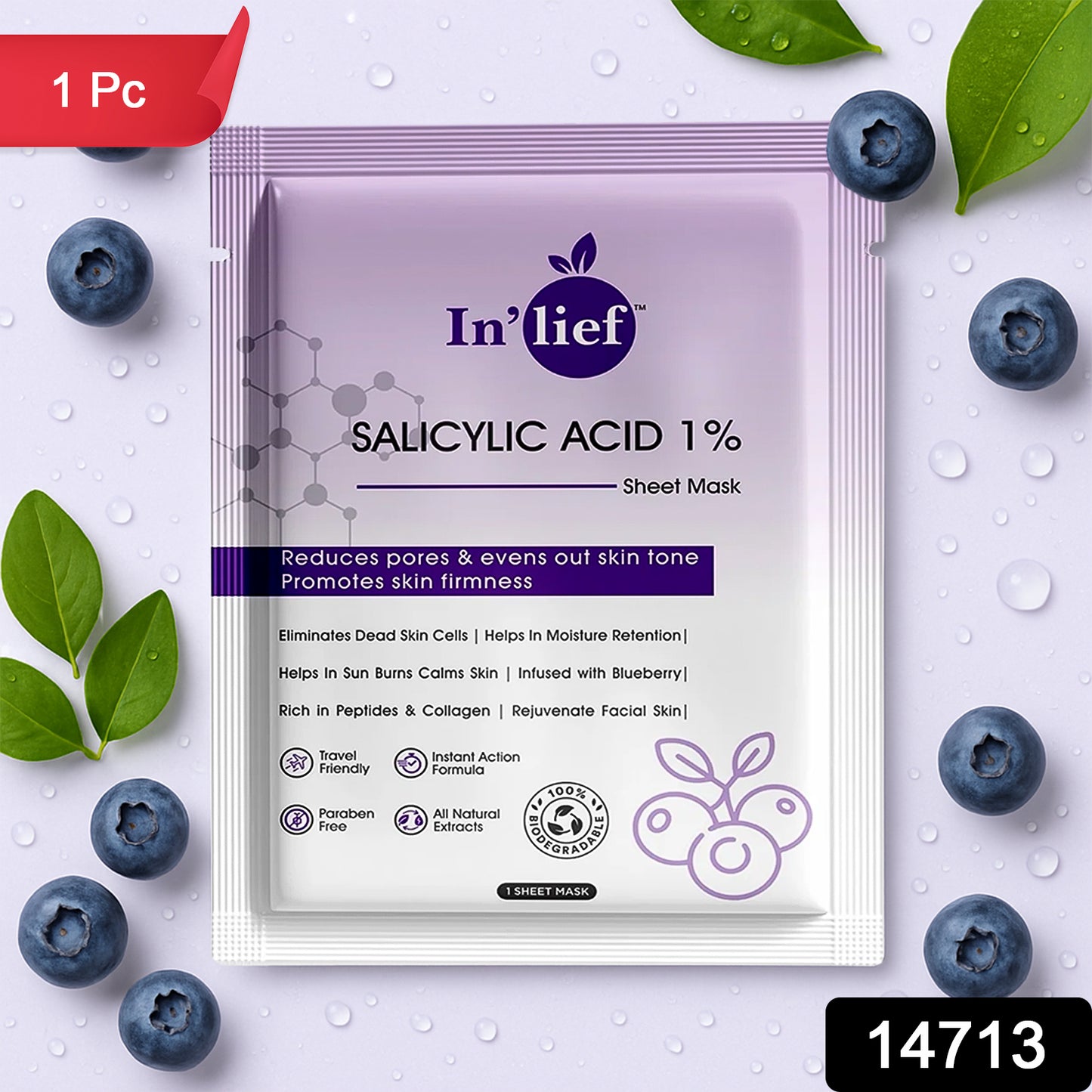 Wukusy Inlief Salicylic Acid 1 Clarifying Pore-Refining Facial Sheet Mask, skincare product for clear, refreshed skin.