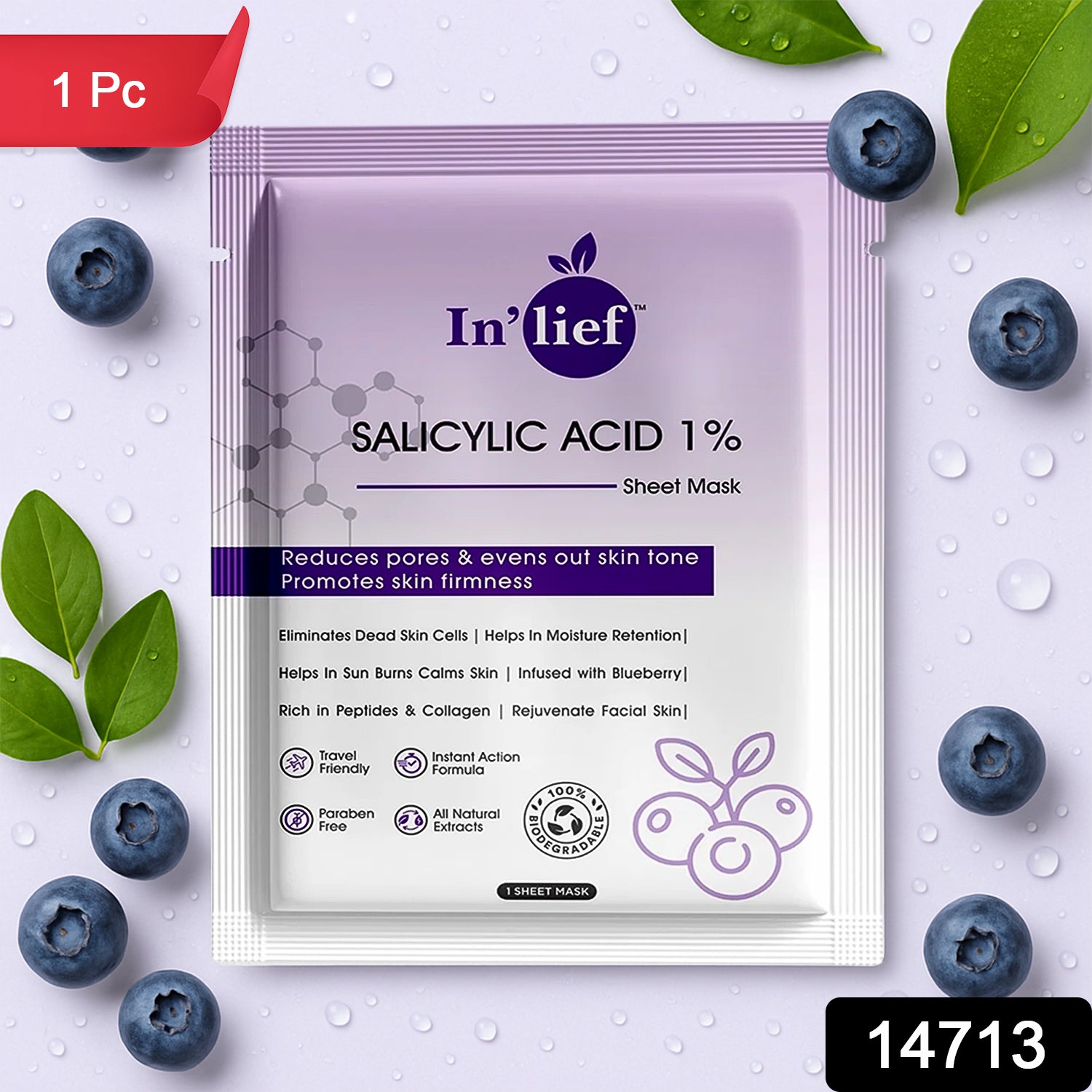 Wukusy Inlief Salicylic Acid 1 Clarifying Pore-Refining Facial Sheet Mask, skincare product for clear, refreshed skin.