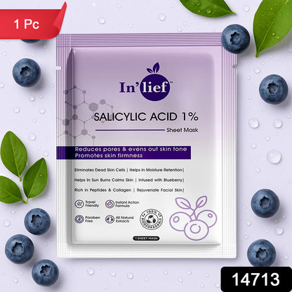 Wukusy Inlief Salicylic Acid 1 Clarifying Pore-Refining Facial Sheet Mask, skincare product for clear, refreshed skin.