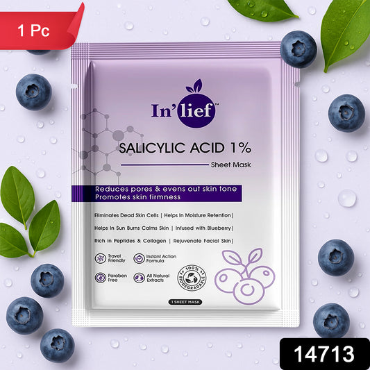 Wukusy Inlief Salicylic Acid 1 Clarifying Pore-Refining Facial Sheet Mask, skincare product for clear, refreshed skin.