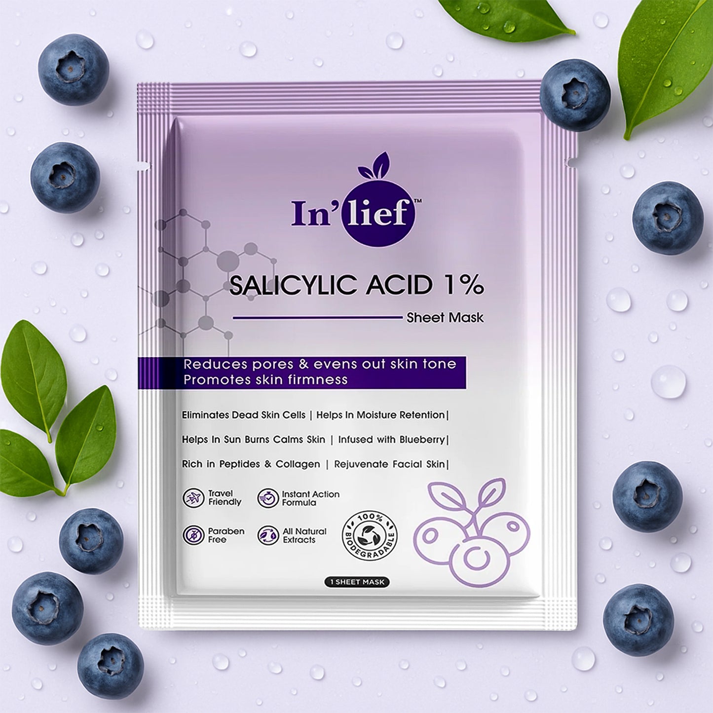 Wukusy Inlief Salicylic Acid 1 Clarifying Pore-Refining Facial Sheet Mask, showing the single sheet mask on a white background