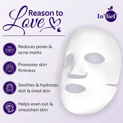 Wukusy Inlief Salicylic Acid 1 Clarifying Pore-Refining Facial Sheet Mask spread on skin, promoting clear, smooth complexion.