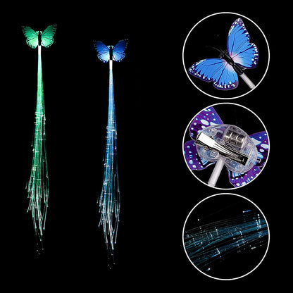 Wukusy LED butterfly hair braid clip in mixed colors, decorative hair accessory for styling and hair decoration.