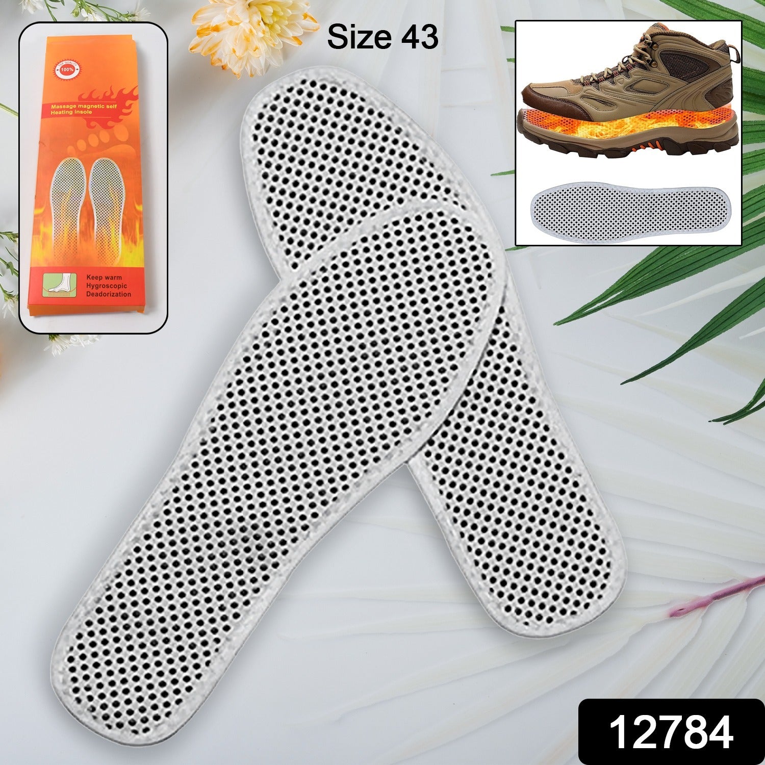 Pair of Wukusy magnetic self-heating insoles with tourmaline for warmth and comfort, suitable for both women and men.
