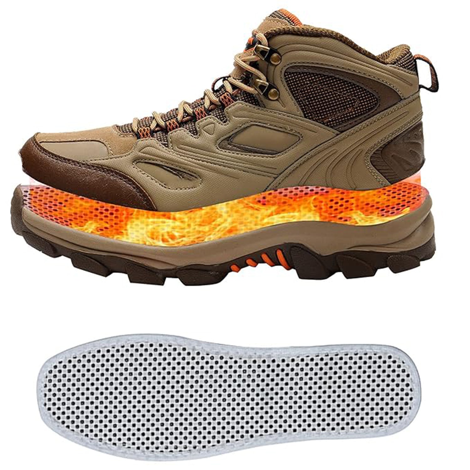 Unisex magnetic self-heating insoles with tourmaline, designed for warmth and comfort in shoes for men and women.