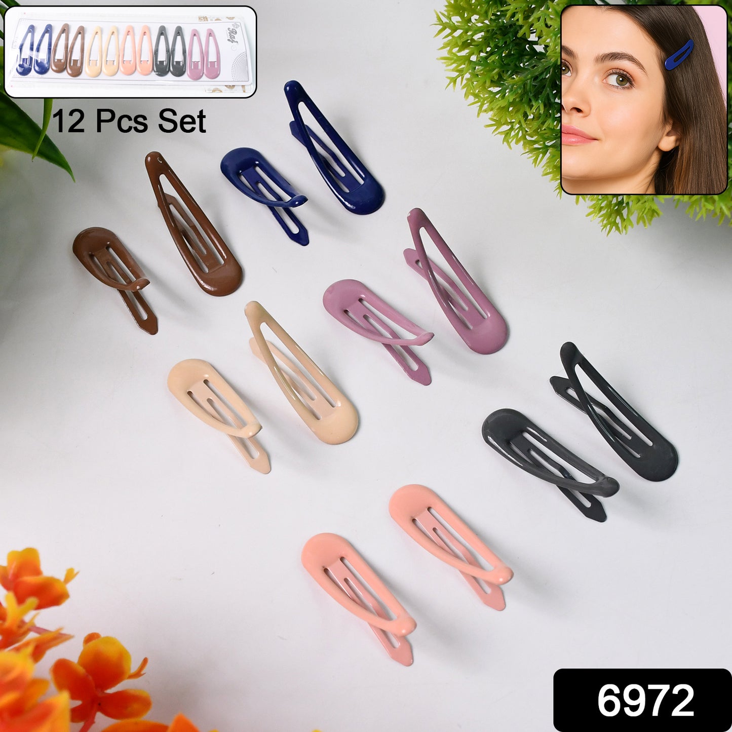 Set of 12 Wukusy metal hair clips, assorted sizes, for stylish hair styling and everyday use.
