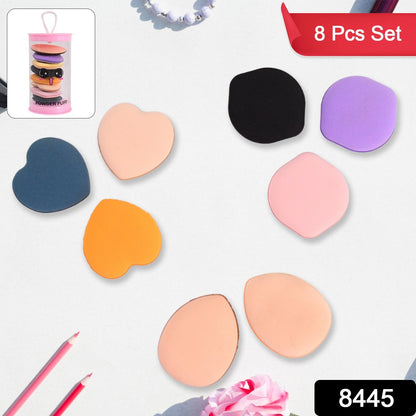 Set of 8 multicolour mini finger makeup powder puffs by Wukusy, perfect for applying makeup evenly and smoothly.