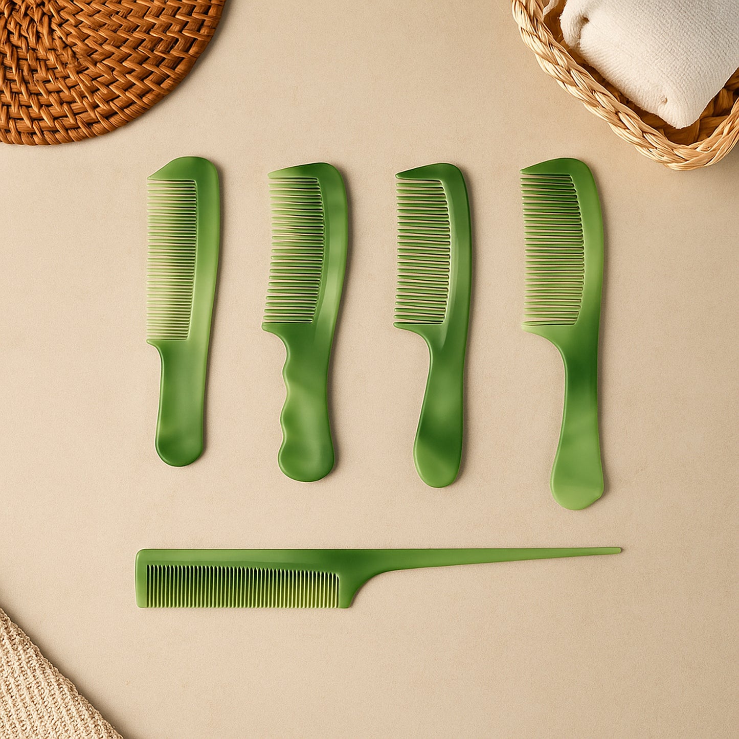 Set of 10 Wukusy multipurpose hair combs in various sizes, ideal for styling, detangling, and grooming hair.
