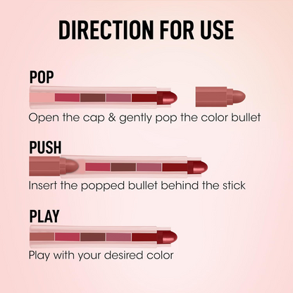 Wukusy Og Beauty 5-in-1 Sensational Lipstick in 7.5g, featuring a vibrant, multi-color lipstick tube with sleek packaging.