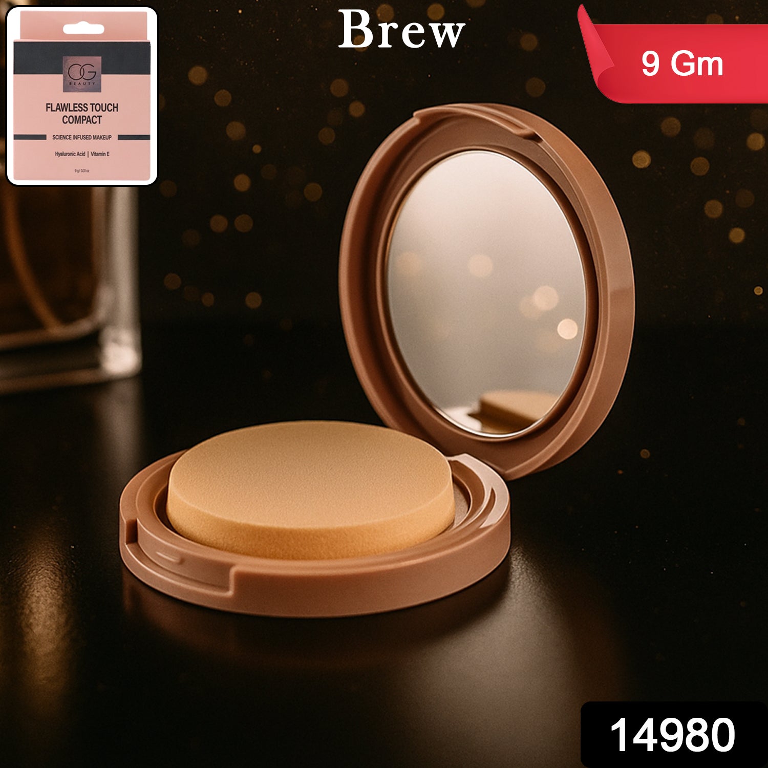 Wukusy Og Beauty Brew Flawless Touch Compact Powder in 9g, a health and beauty product for smooth, even skin.