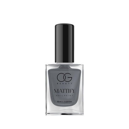 Wukusy Calm Grey Mattify Nail Paint in 10ml bottle, showcasing smooth, matte grey nail polish on a white background.