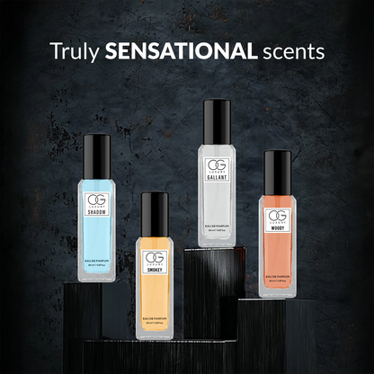 Wukusy Og Beauty Luxury Perfume Gift Set with four 20ml bottles, elegant health and beauty fragrance collection.
