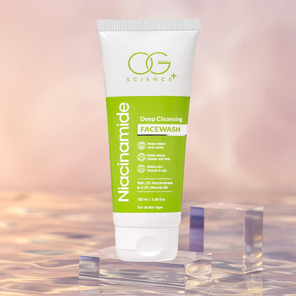 Wukusy Og Beauty Niacinamide Deep Cleansing Facewash in 100ml bottle, gentle skincare for clear, refreshed skin.