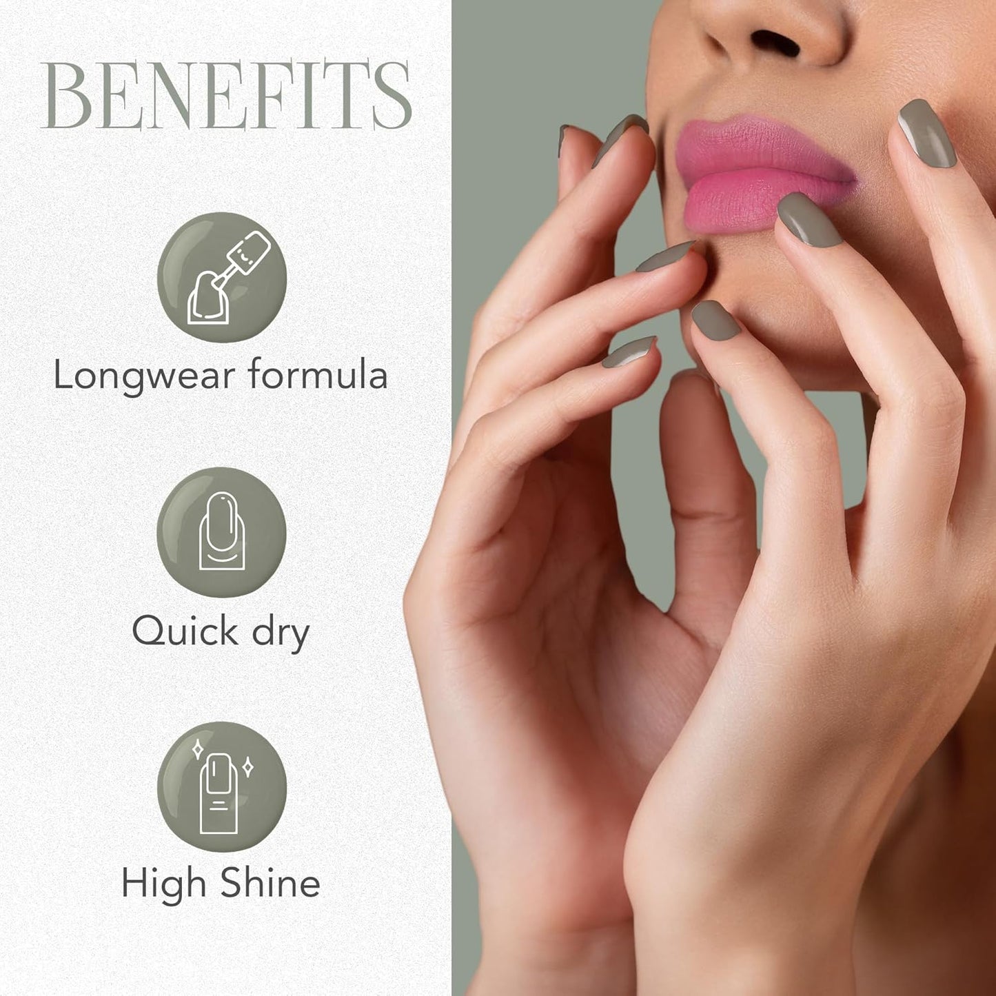 Wukusy Og Beauty Pearl Grey Gel Intense Nail Polish in 10ml bottle, showcasing glossy grey gel nail polish with pearl finish.