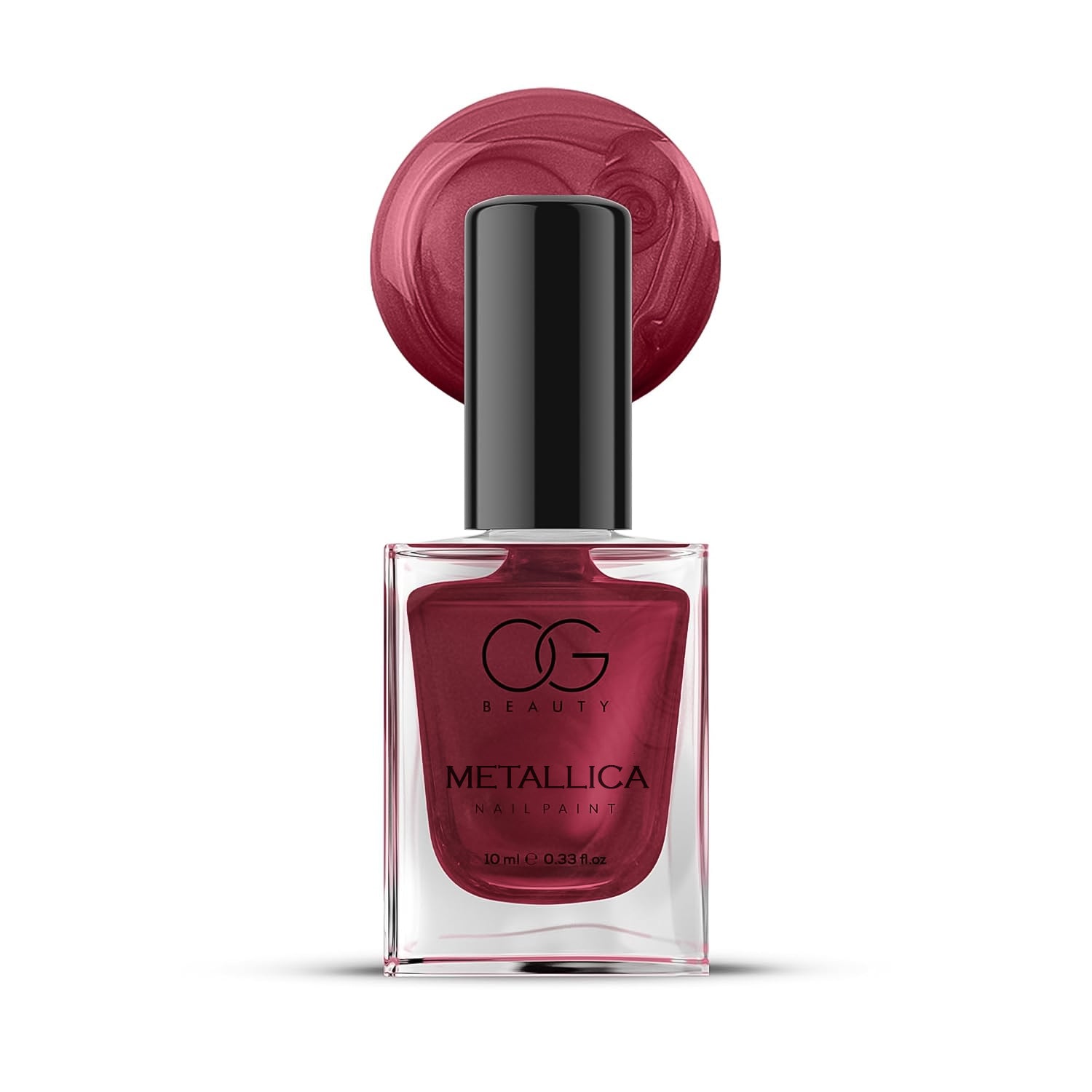 Wukusy Og Beauty Premium Scarlet Red Metallica Nail Polish in 10ml bottle, vibrant red and metallic finish for nail art and beauty.