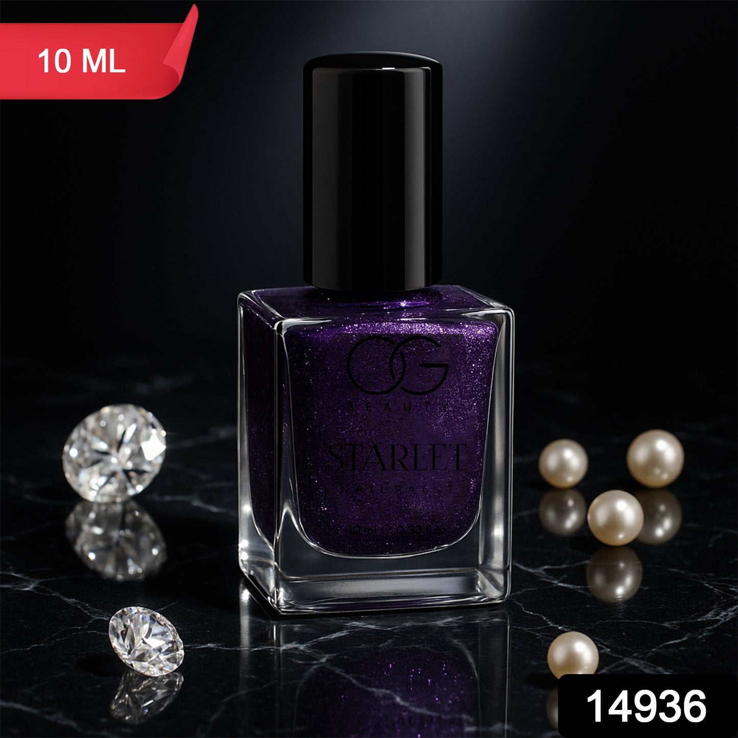 Wukusy Og Beauty Purple Dazzle Starlet Glitter Nail Paint in 10ml bottle with shimmering purple glitter, perfect for glamorous nails.